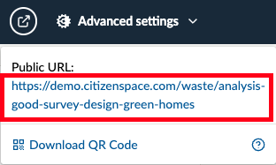 The share icon on an activity's dashboard provides the shareable link for the activity, which is highlighted in this screenshot.