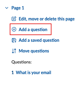 Build activity sidebar with Add question highlighted