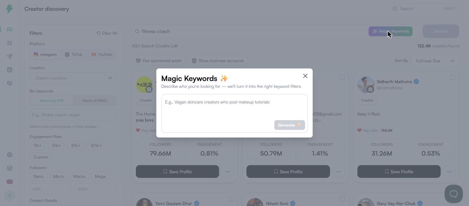 Magic Keywords dialog