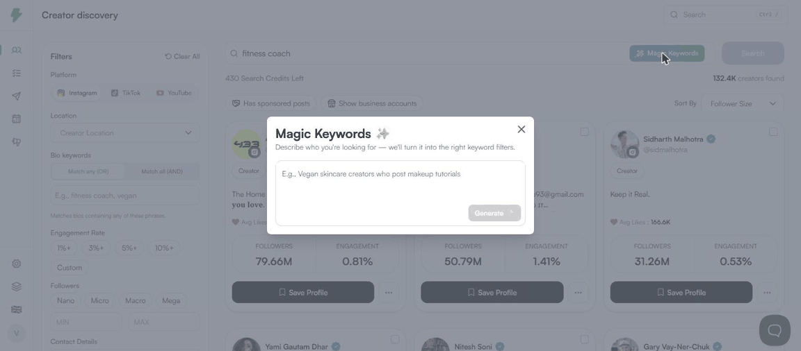 Magic Keywords flow from description to results