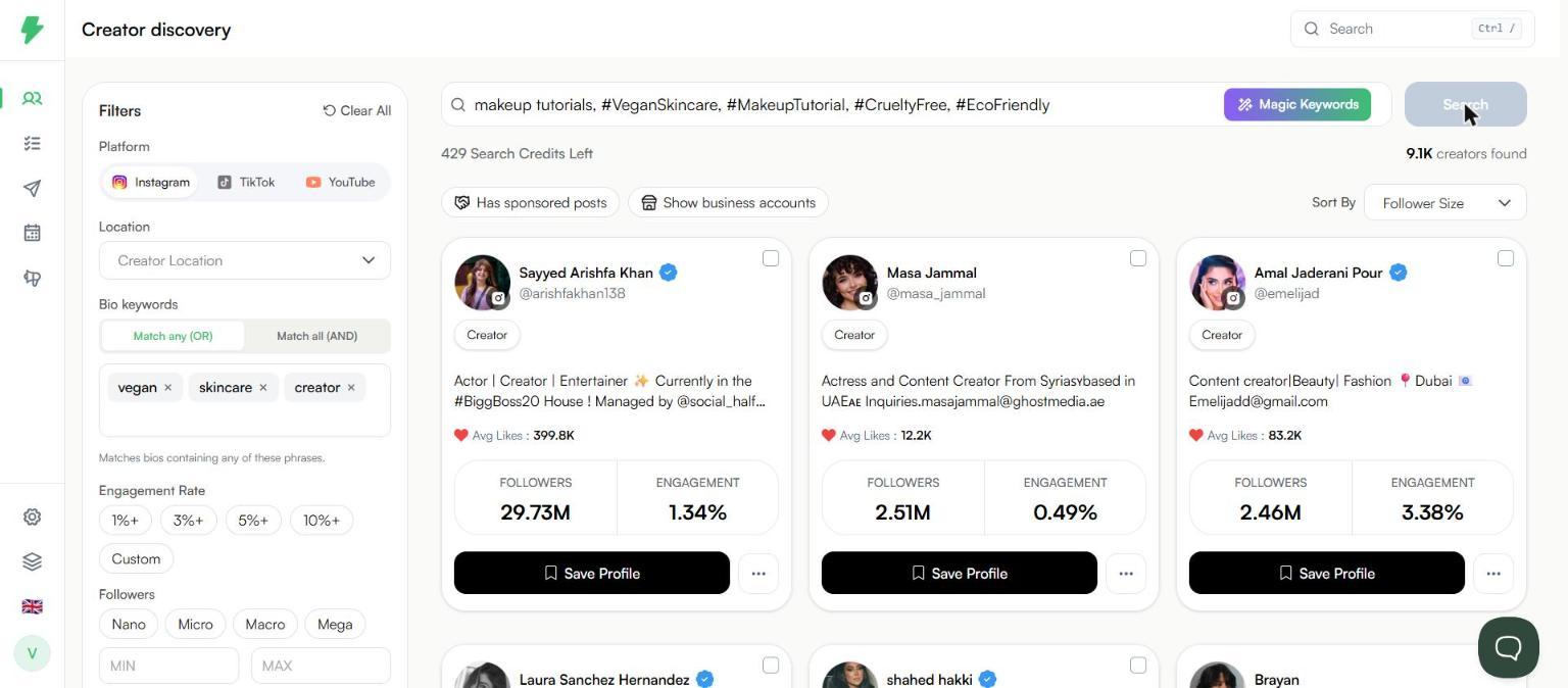 Search results after applying Magic Keywords