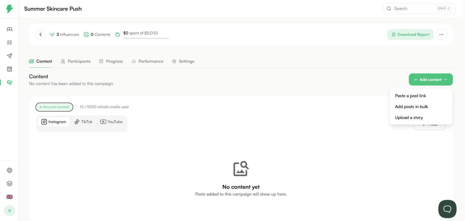Add content menu