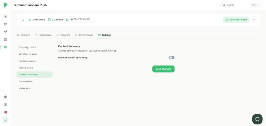 Content discovery setting