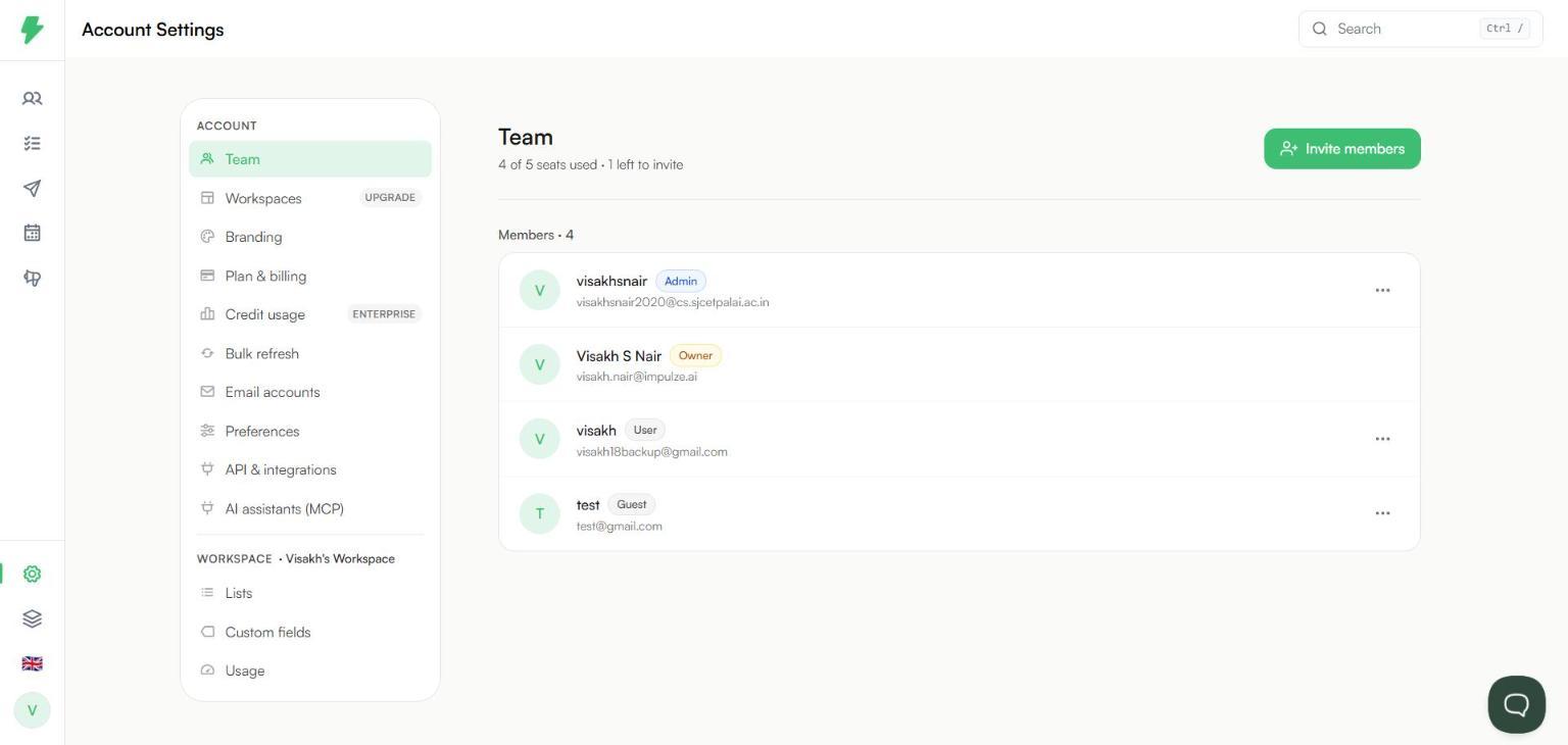 Team page