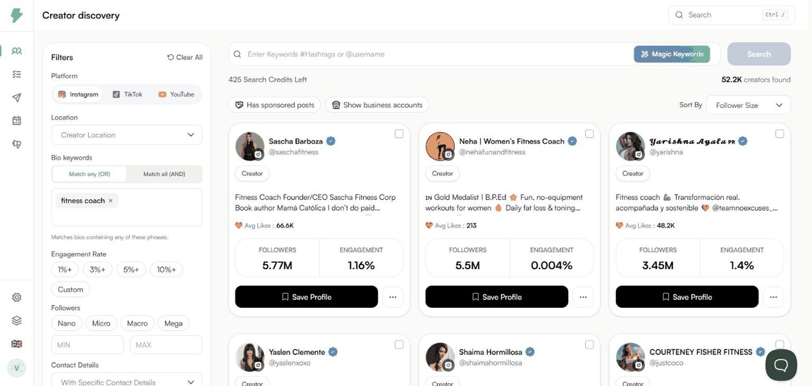 Saving a creator from search to a list