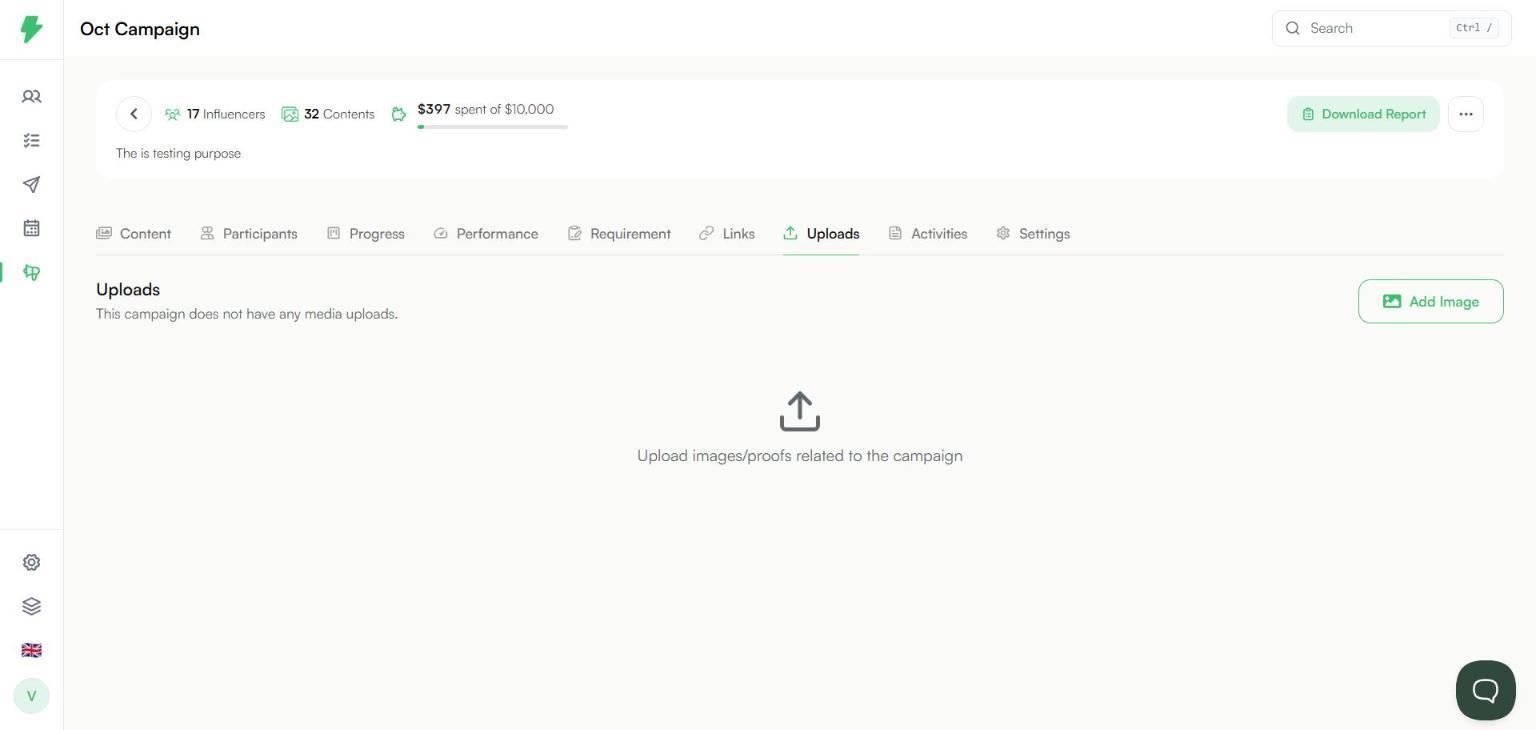 Uploads tab