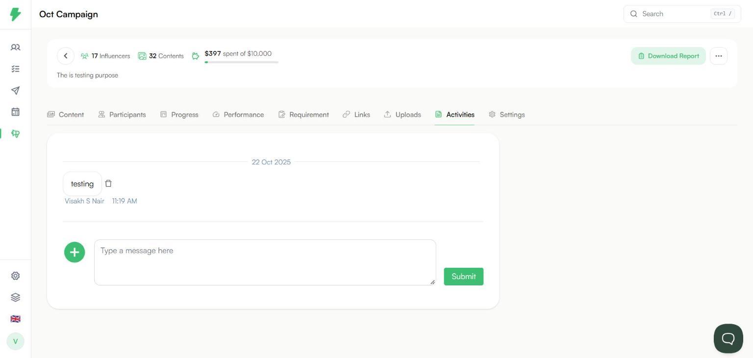 Activities tab