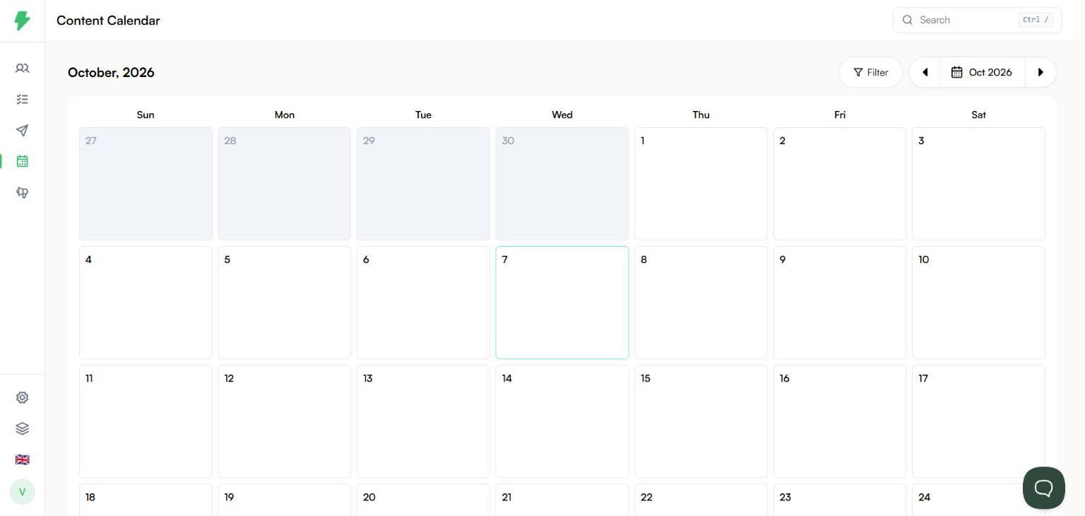 Content Calendar monthly view