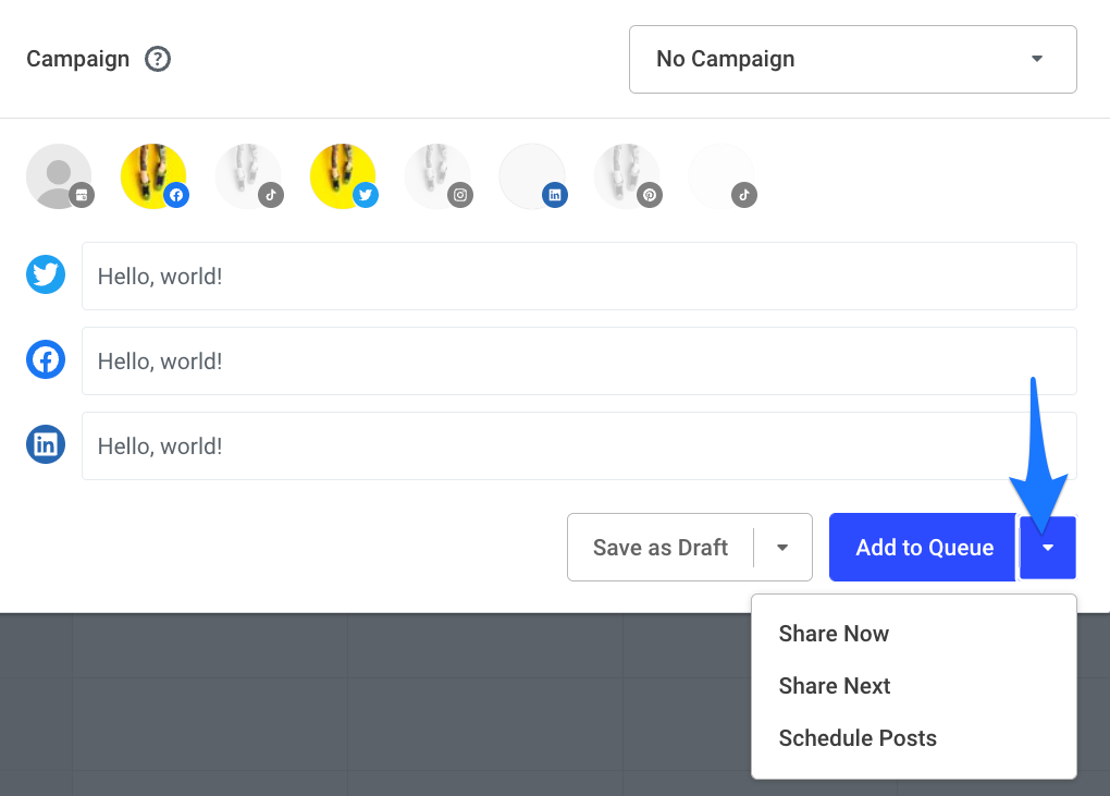 Buffer composer - scheduling dropdown  options