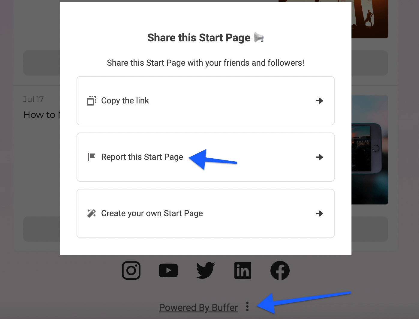 Report a Start Page