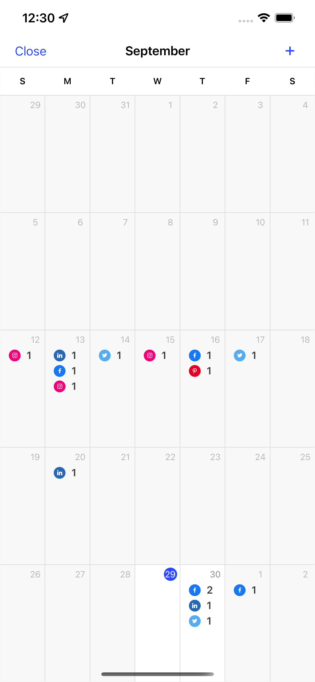 Calendar view on mobile