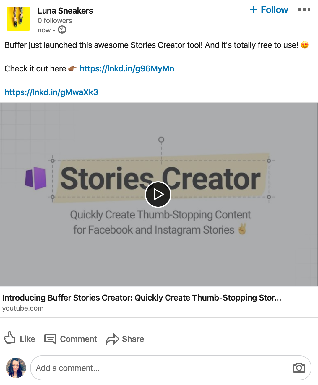 LinkedIn post with a YouTube video preview