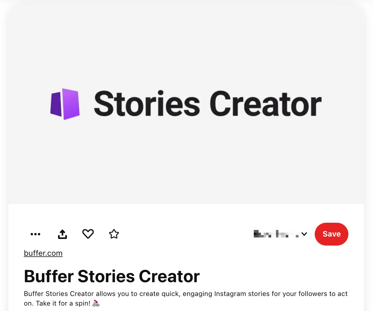 Pinterest video pink leading to Buffer Stories Creator