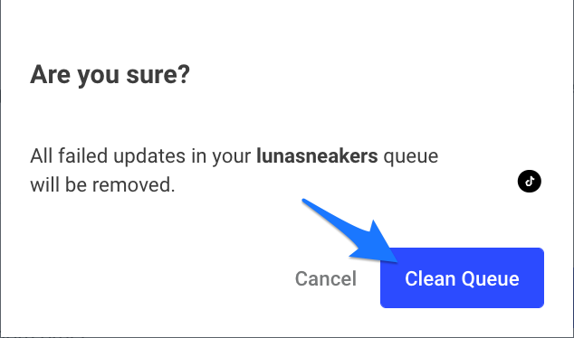 Clean queue confirmation popup