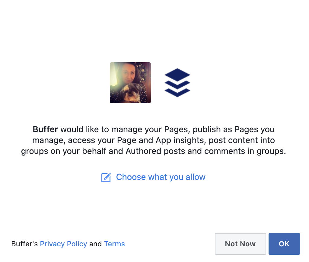 Facebook - choose what you allow pop-up