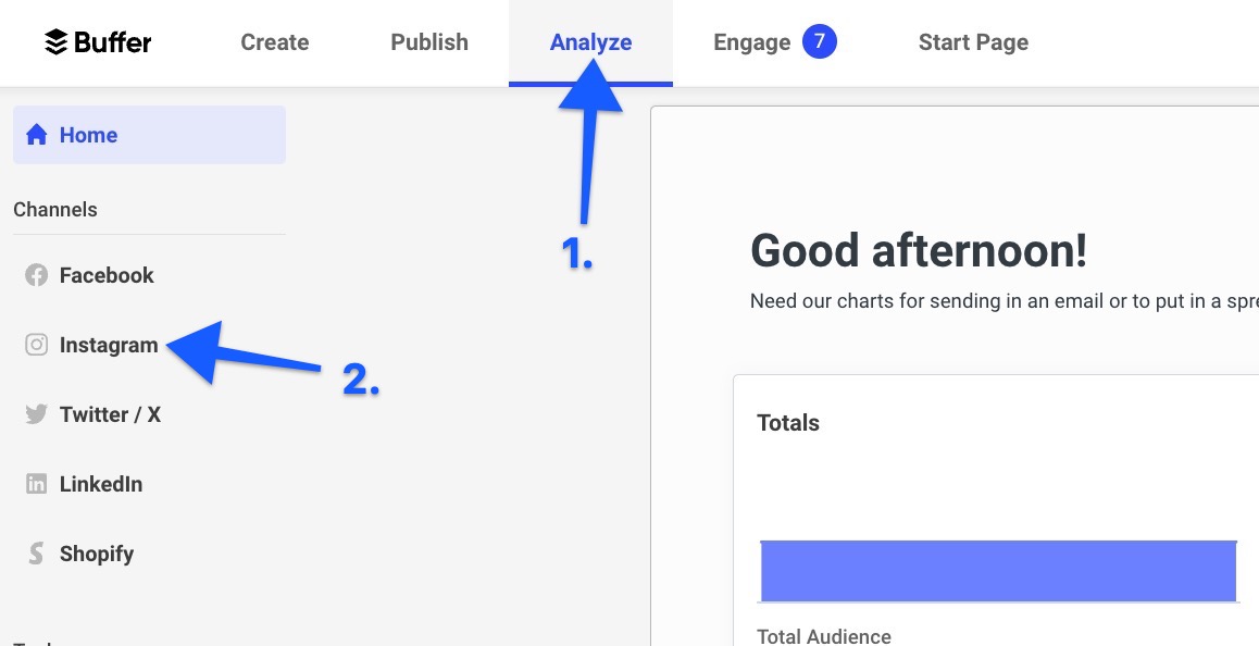 Where to find Instagram metrics in Analyze