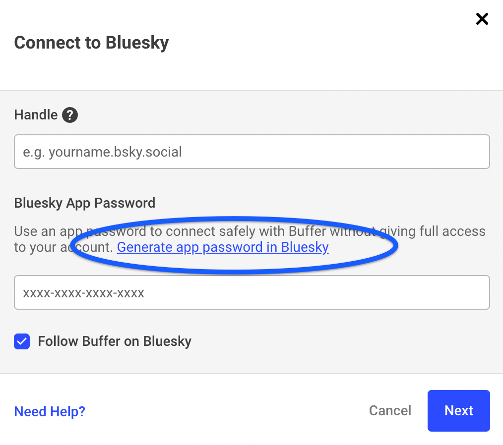 Add your Bluesky handle and click