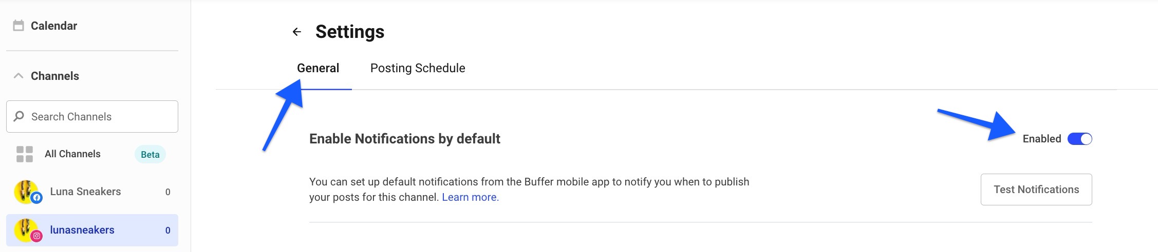 Enable notifications by default in Buffer