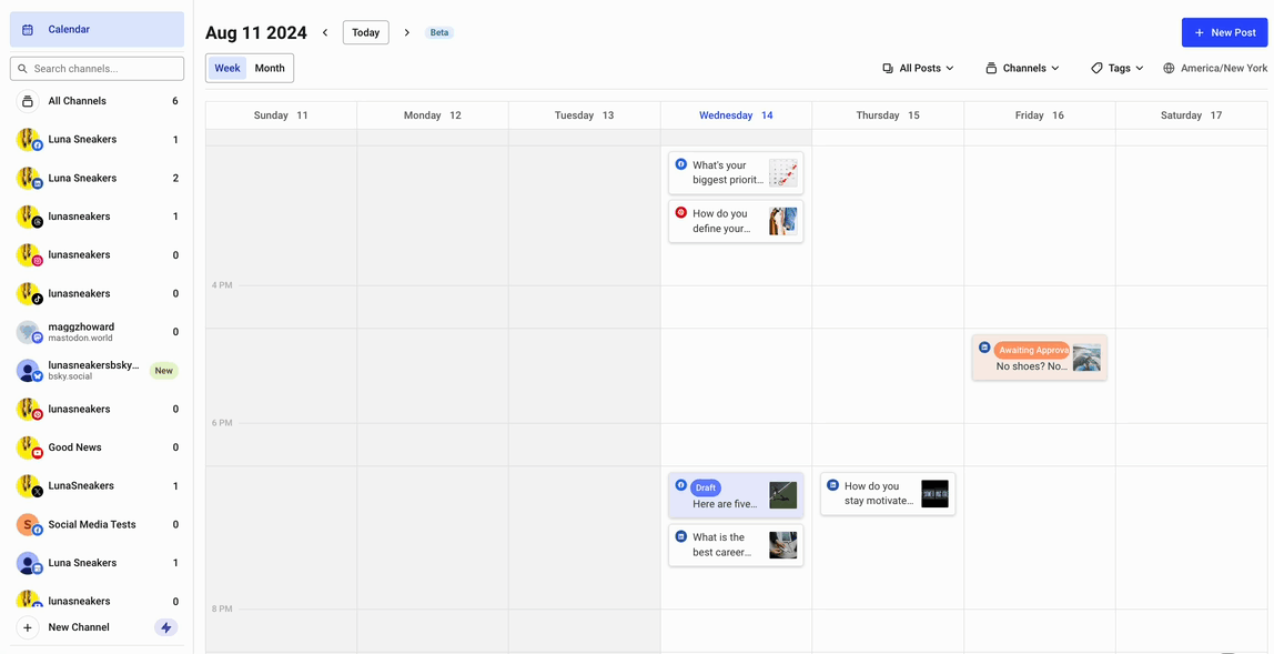 Buffer calendar drag and drop to reschedule a post