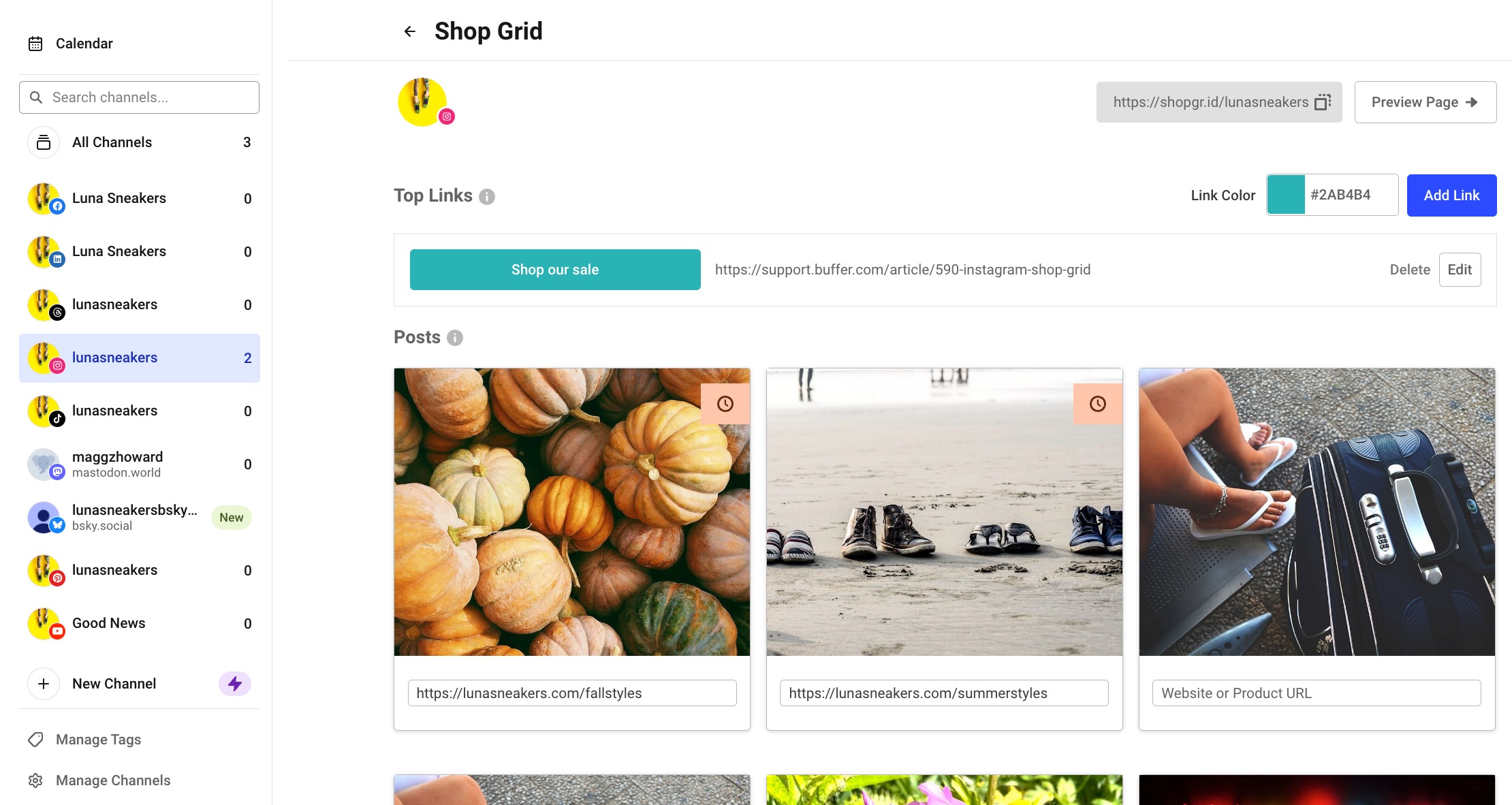 Shop Grid in Buffer Publish