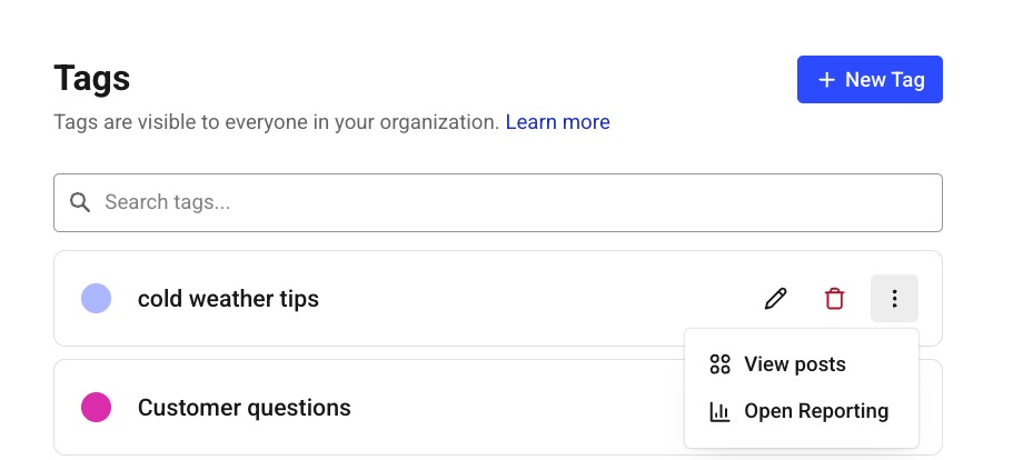 Buffer Tags page showing tag options like