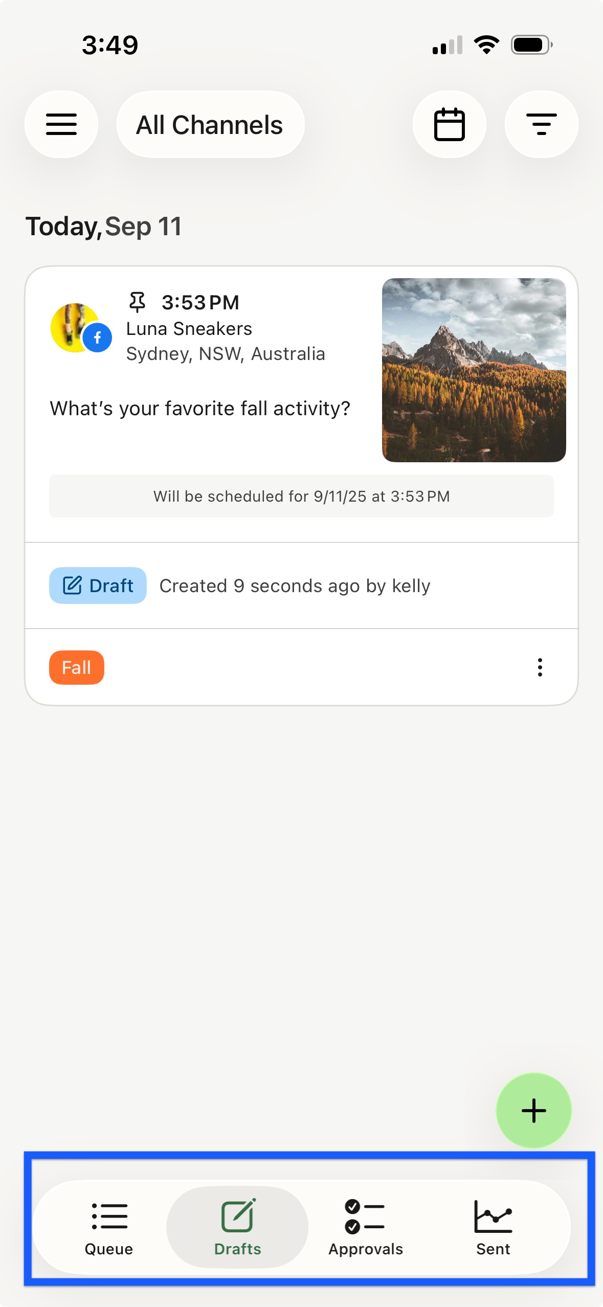 Buffer mobile app - filter by post type