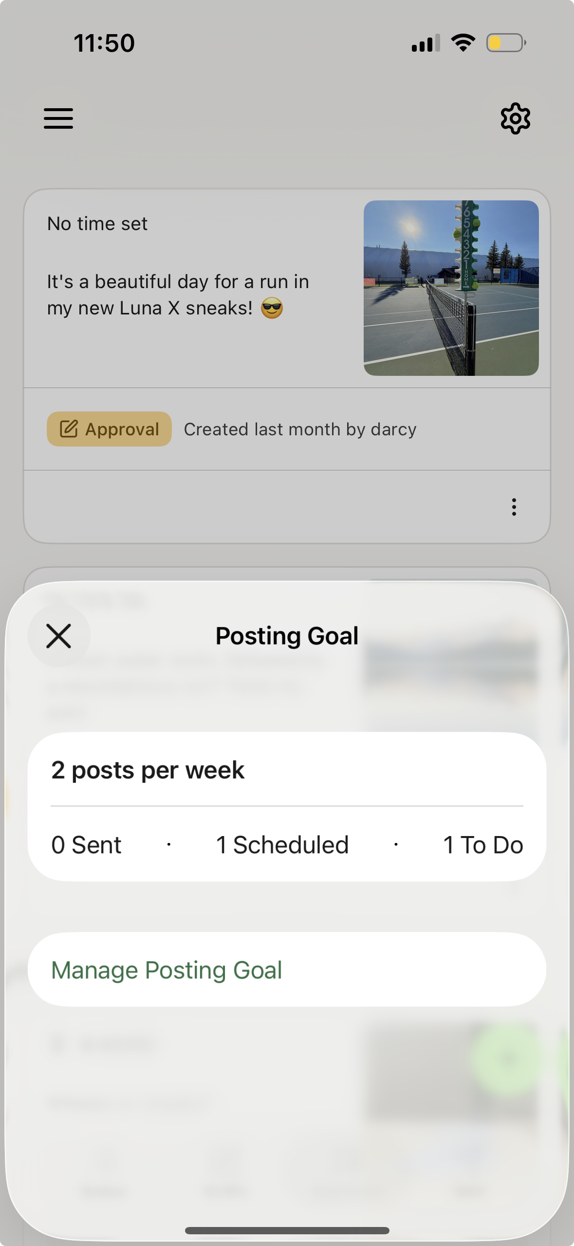 Buffer mobile app - Posting Goal information