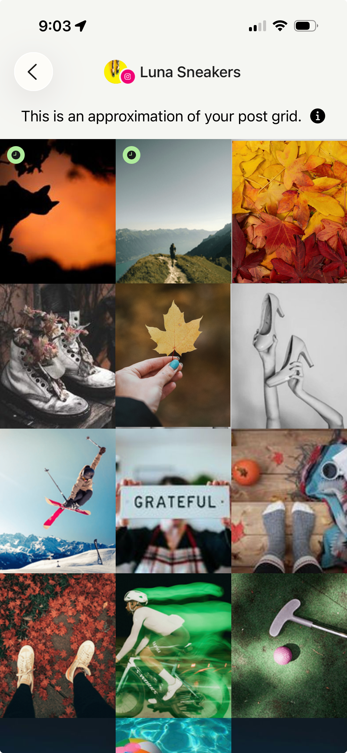 Buffer mobile app - Instagram Grid Preview