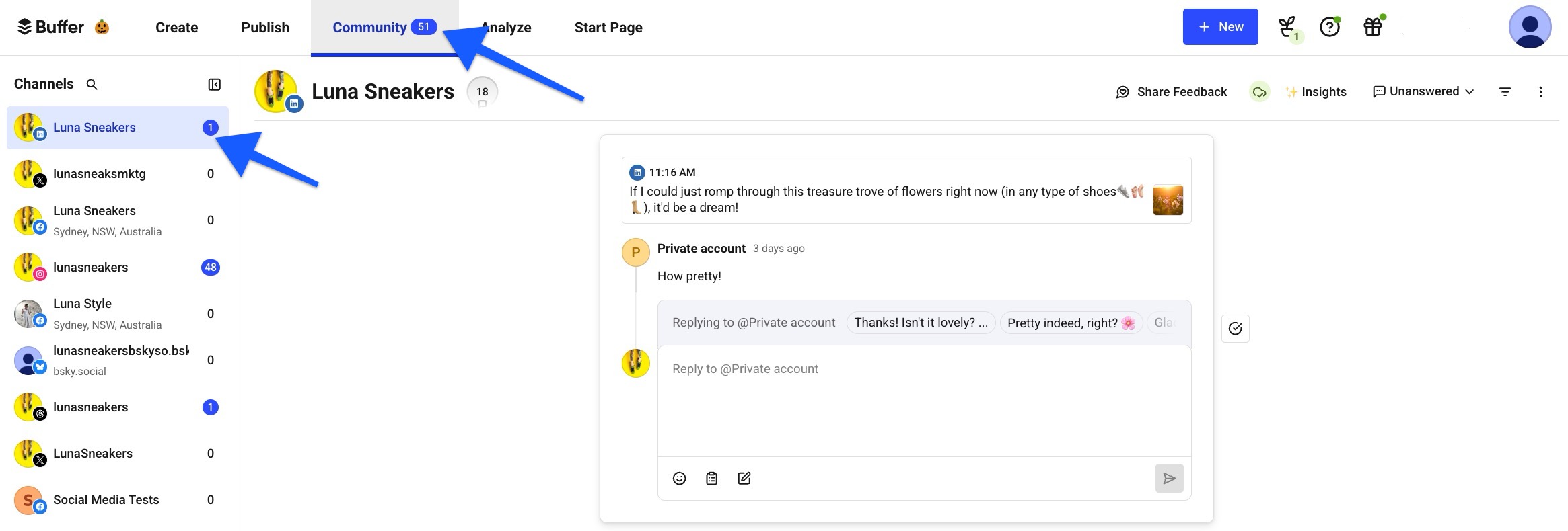 Buffer Community - LinkedIn comments