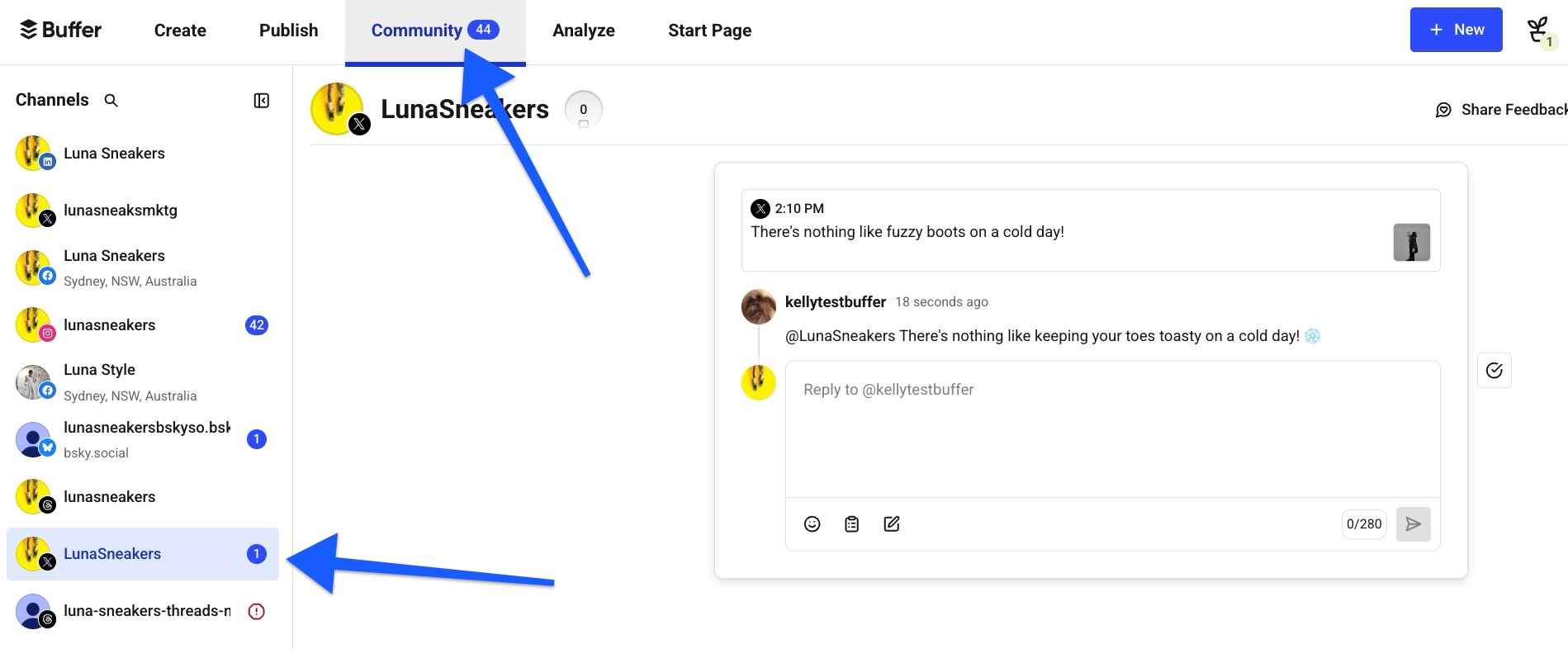 Buffer Community with X selected