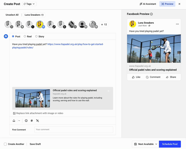 Buffer Publish composer - unshortening and shortening a link button
