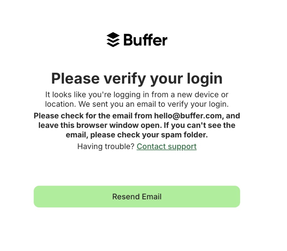 Buffer login verification screen