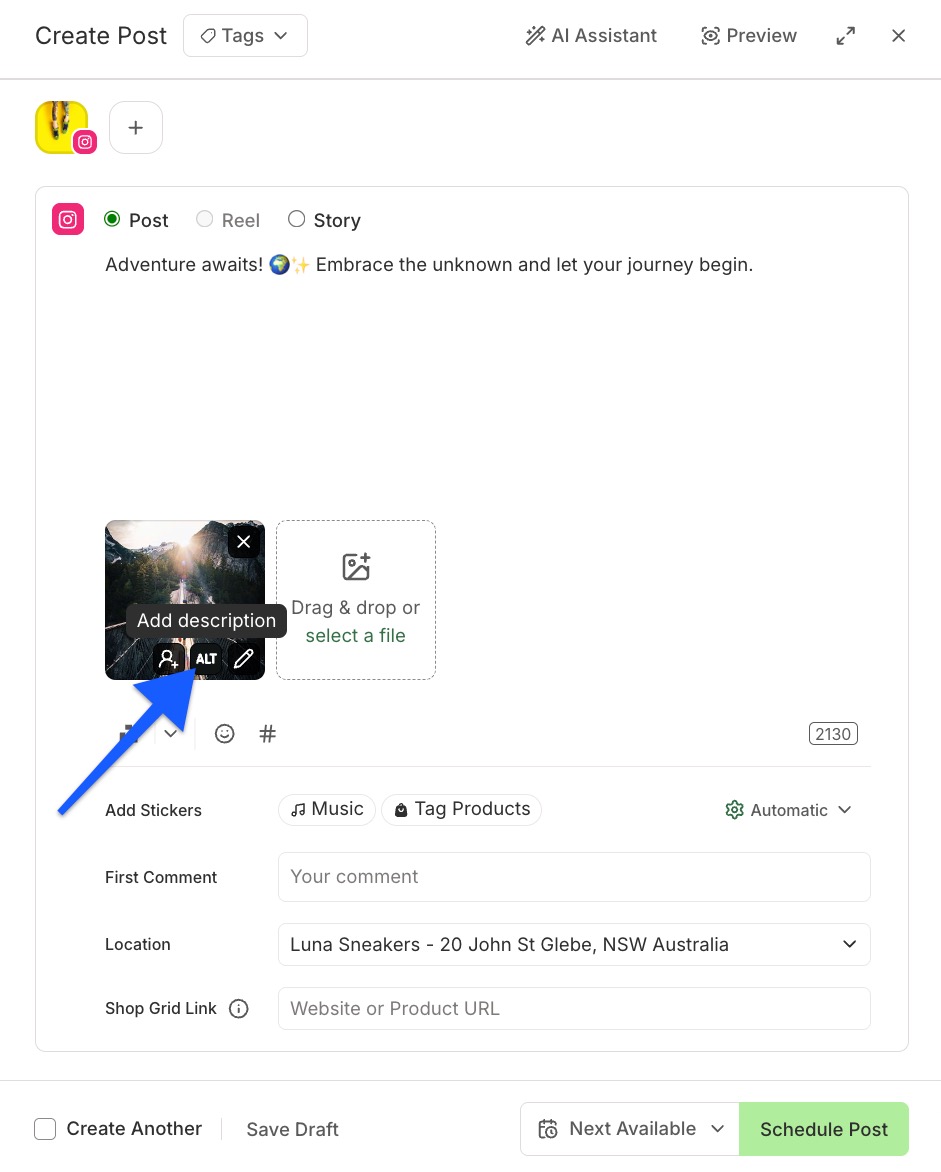 Buffer - alt text over over image