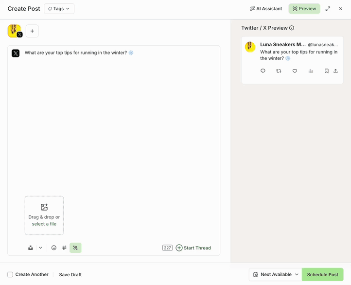 GIF of selecting an Unsplash image in Buffer's composer