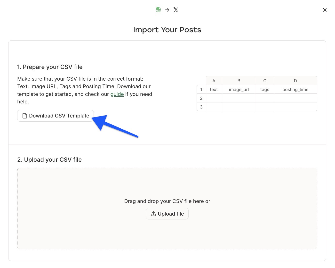 Buffer - Publish Download CSV Template