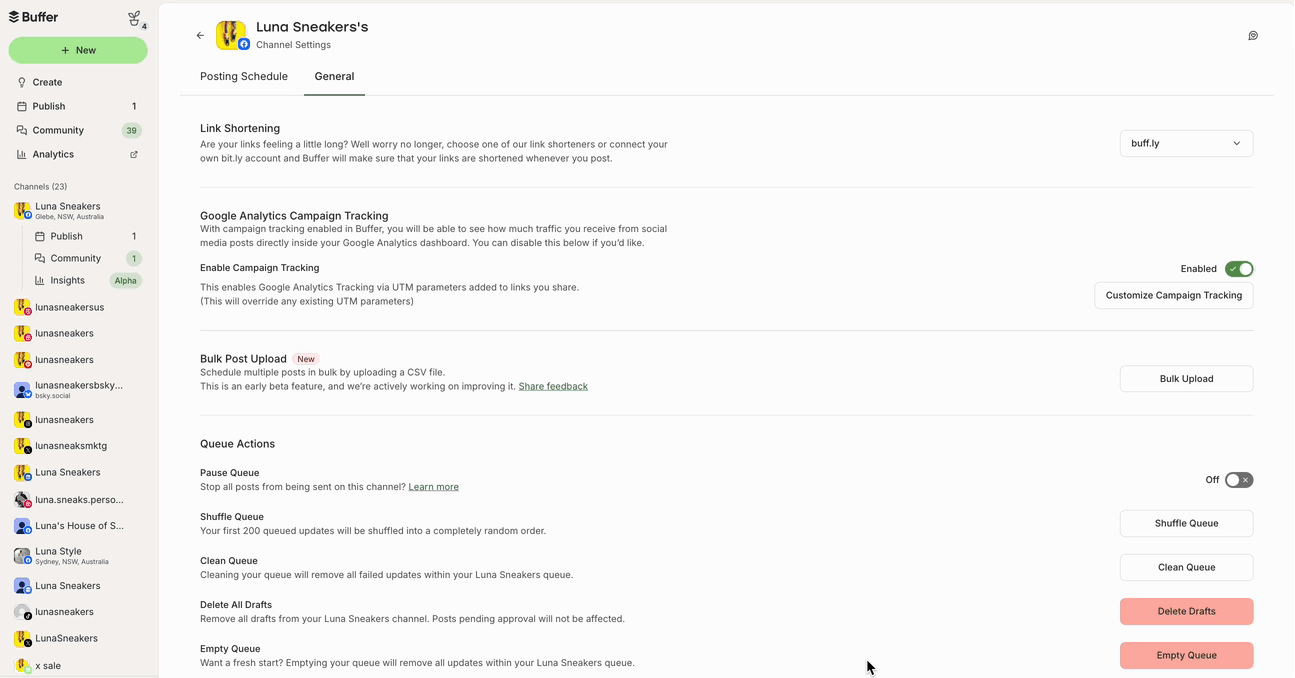 GIF of uploading posts in bulk and the option to download CSV with post errors