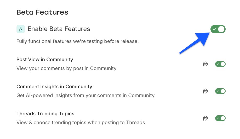 Buffer - Beta features toggle