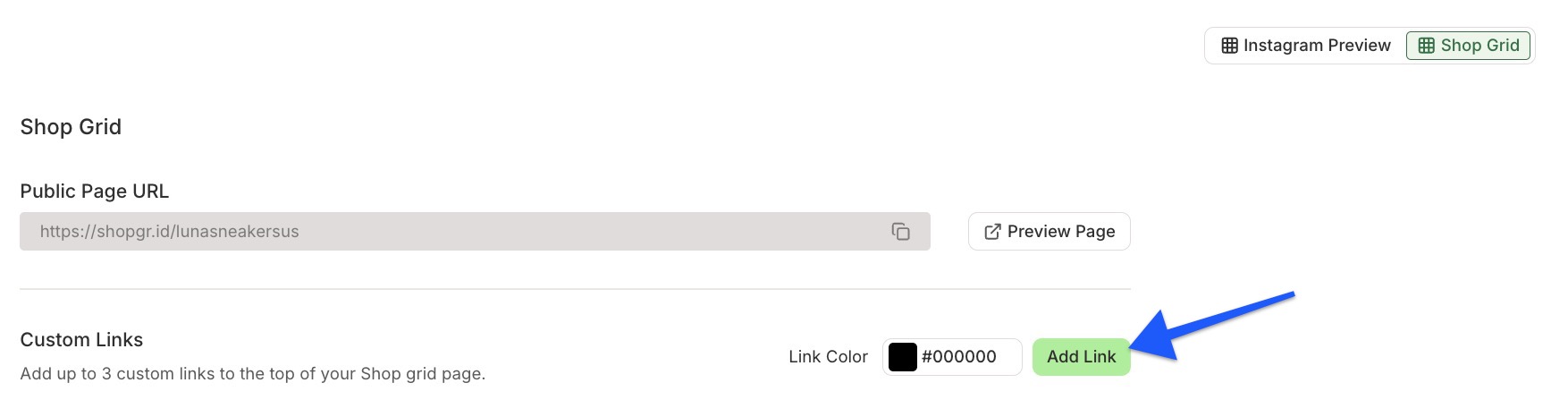 Buffer - Adding custom links to Shop Grid