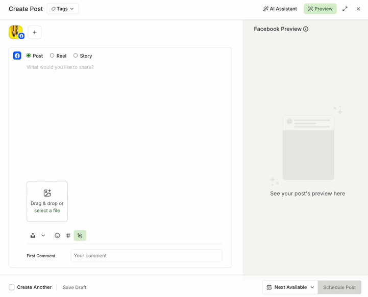 GIF of using Buffer's AI Assistant