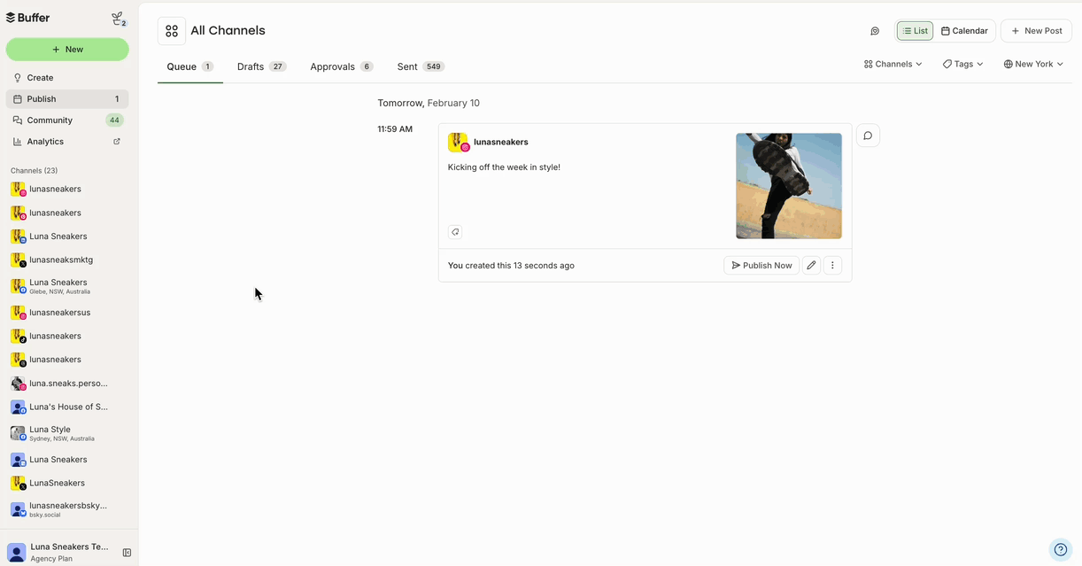 Buffer - Change channel timezone