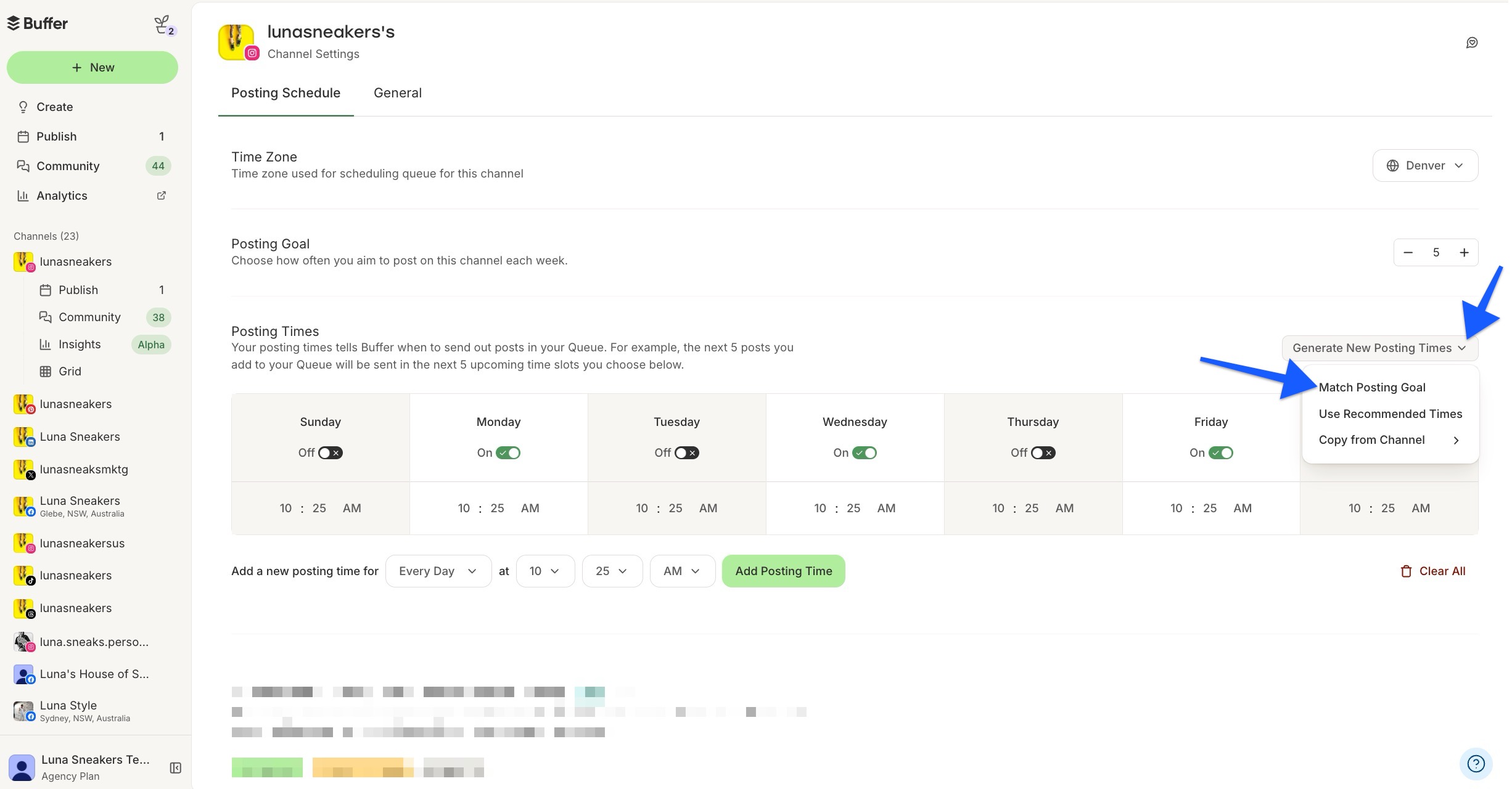 Buffer - Channel settings - Match posting goal