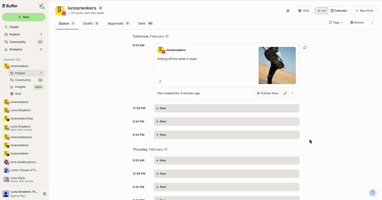 Buffer show or hide posting slots