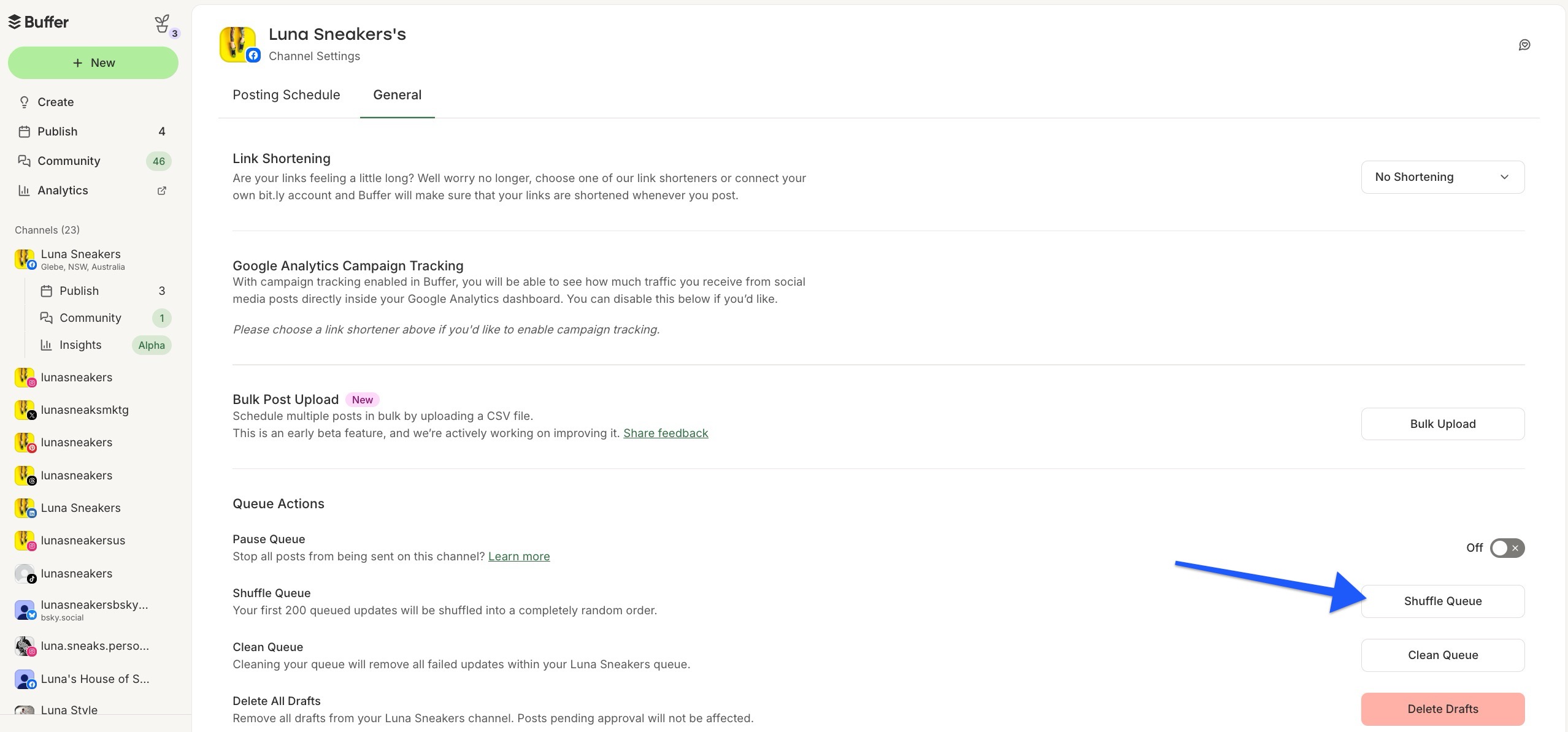 Buffer - Publish - Shuffle Queue option