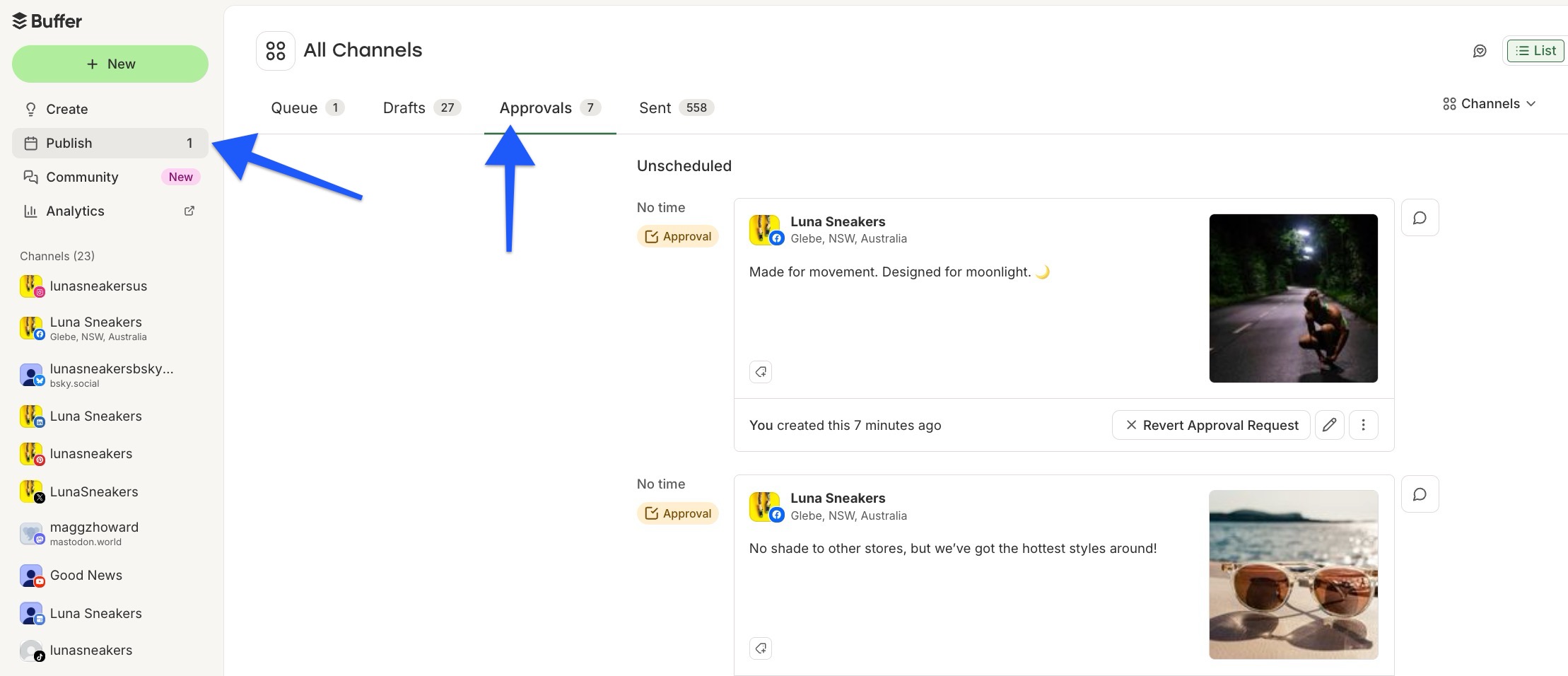 Buffer - Publish Approvals tab