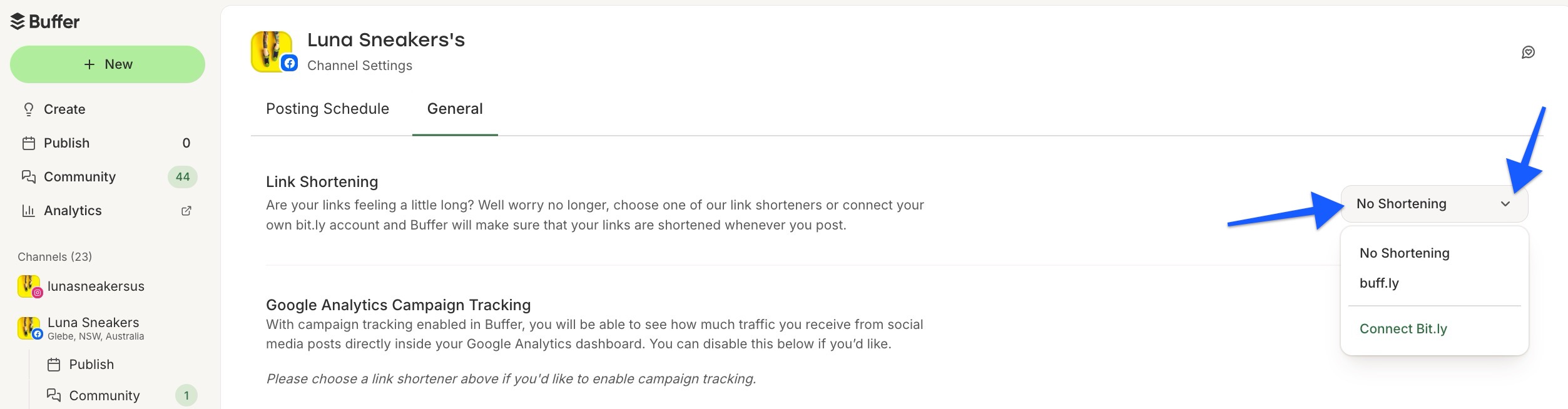 Buffer - Channel settings - No shortening selected