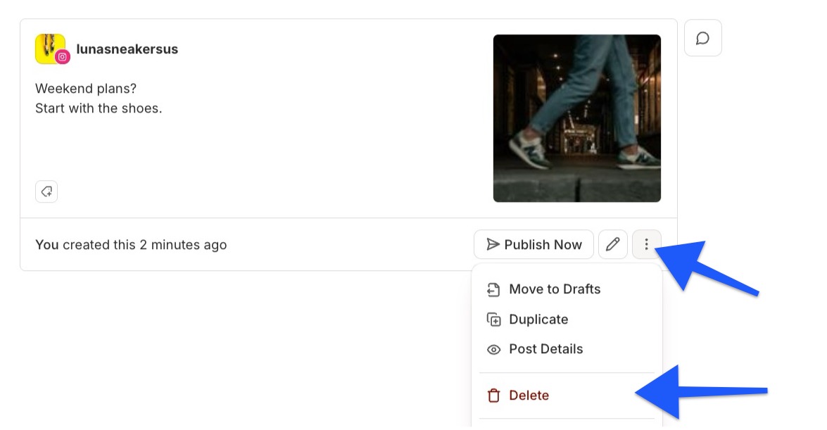 Buffer - option to delete a scheduled post