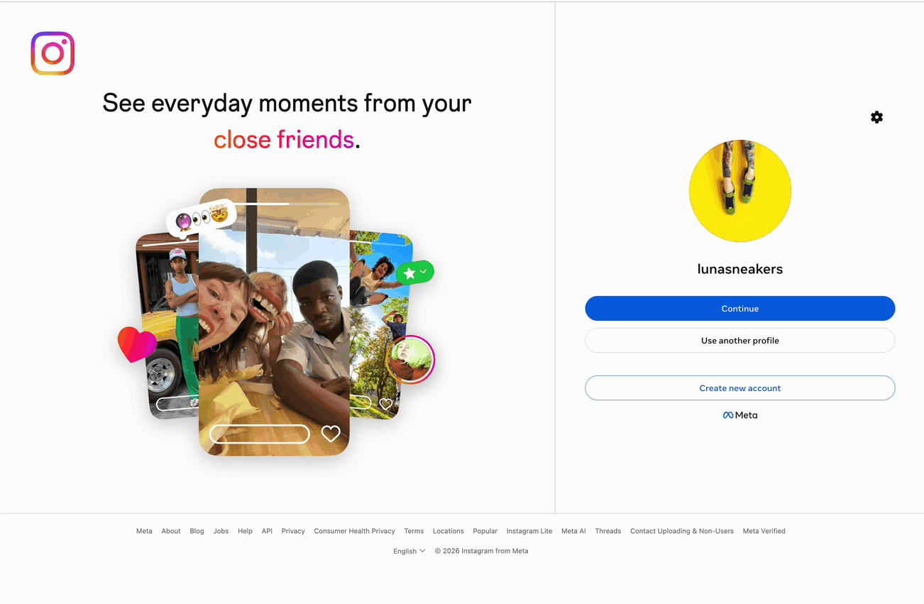 GIF of connecting Threads channel to Buffer by signing into Instagram and then Threads first