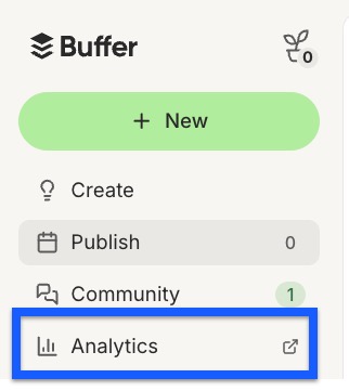 Buffer menu highlighting the Analytics option