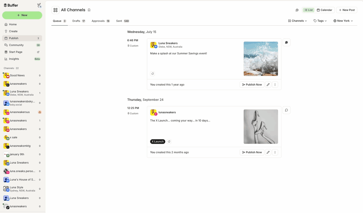 GIF of selecting Instagram, then Grid, then Instagram Preview