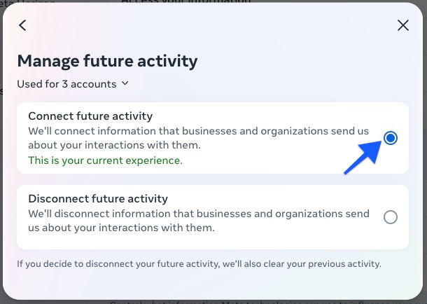 Connect future activity highlighted